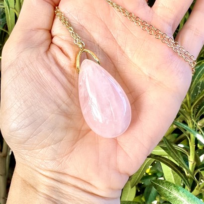 Collier sautoir en Quartz rose - Les Merveilles de Lilou