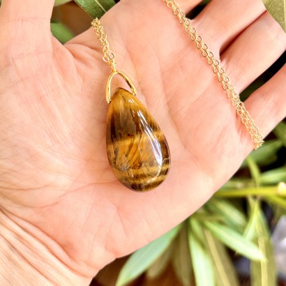 Collier sautoir en Oeil de tigre - Les Merveilles de Lilou