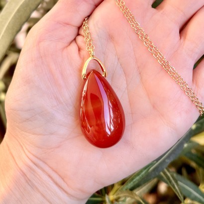 Collier sautoir en Cornaline - Les Merveilles de Lilou