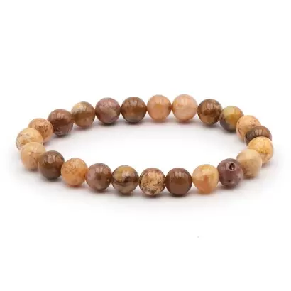 Bracelet à boules en Agate Mousse Jaune - Les Merveilles de