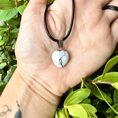 Pendentif Coeur en Howlite blanche - Les Merveilles de Lilou