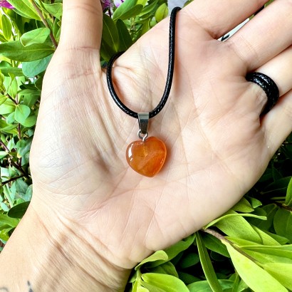 Pendentif Coeur en Cornaline - Les Merveilles de Lilou