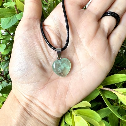 Pendentif Coeur en Fluorite verte - Les Merveilles de Lilou