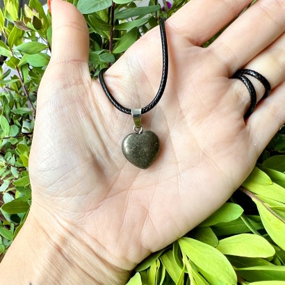 Pendentif Coeur en Pyrite - Les Merveilles de Lilou