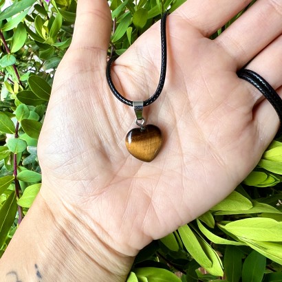 Pendentif Coeur en Oeil de tigre - Les Merveilles de Lilou
