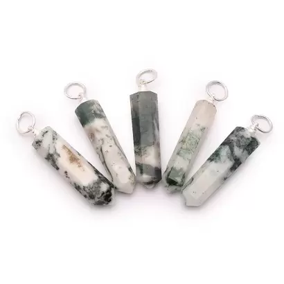 Pendentif Pointe en Agate Arbre - Les Merveilles de Lilou