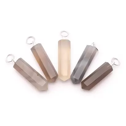 Pendentif Pointe en Agate Grise - Les Merveilles de Lilou