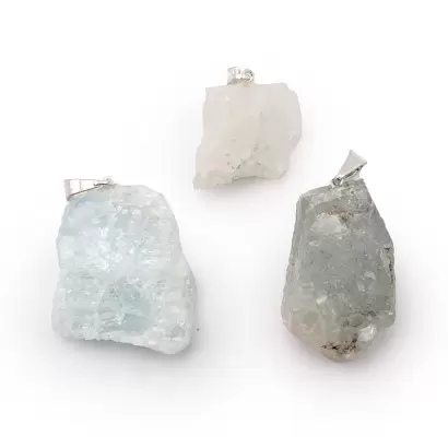 Pendentif Pierre brute en Aigue Marine - Les Merveilles de Lilou